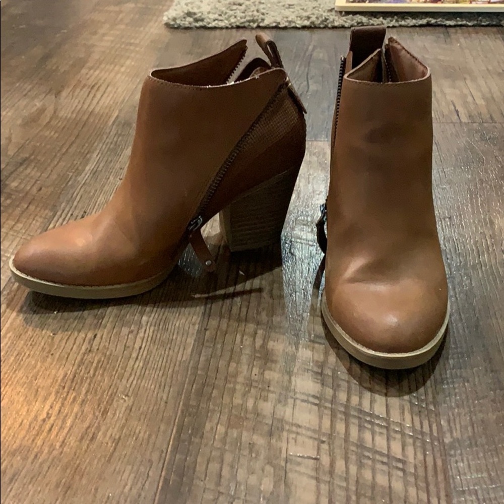 Brown heeled booties